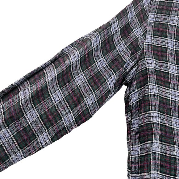 Frank & Eileen Blue Red Green Barry Plaid Linen Blend Long Sleeve Button Shirt S - Picture 3 of 6